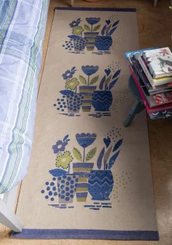 Bedruckter Läufer „Flower pots“ aus Bio-Baumwolle