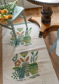 Bedruckter Läufer „Flower pots“ aus Bio-Baumwolle