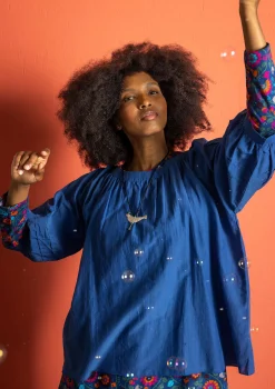 Bluse aus Baumwolle/Seide