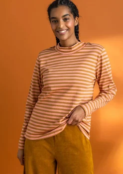 Gestreiftes Stehkragenshirt aus Bio-Baumwolle