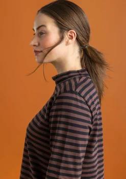 Gestreiftes Stehkragenshirt aus Bio-Baumwolle