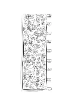 Kaffeehausgardine „Wild rose“ aus Leinen/Bio-Baumwolle