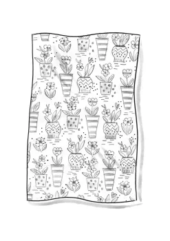 Wachstuch „Flower pots“ aus Bio-Baumwolle