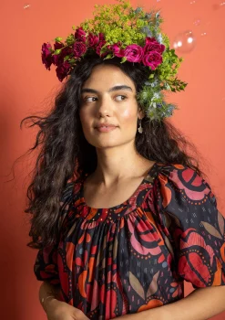 Webkleid „Great Rose“ aus Bio-Baumwolle/Seide